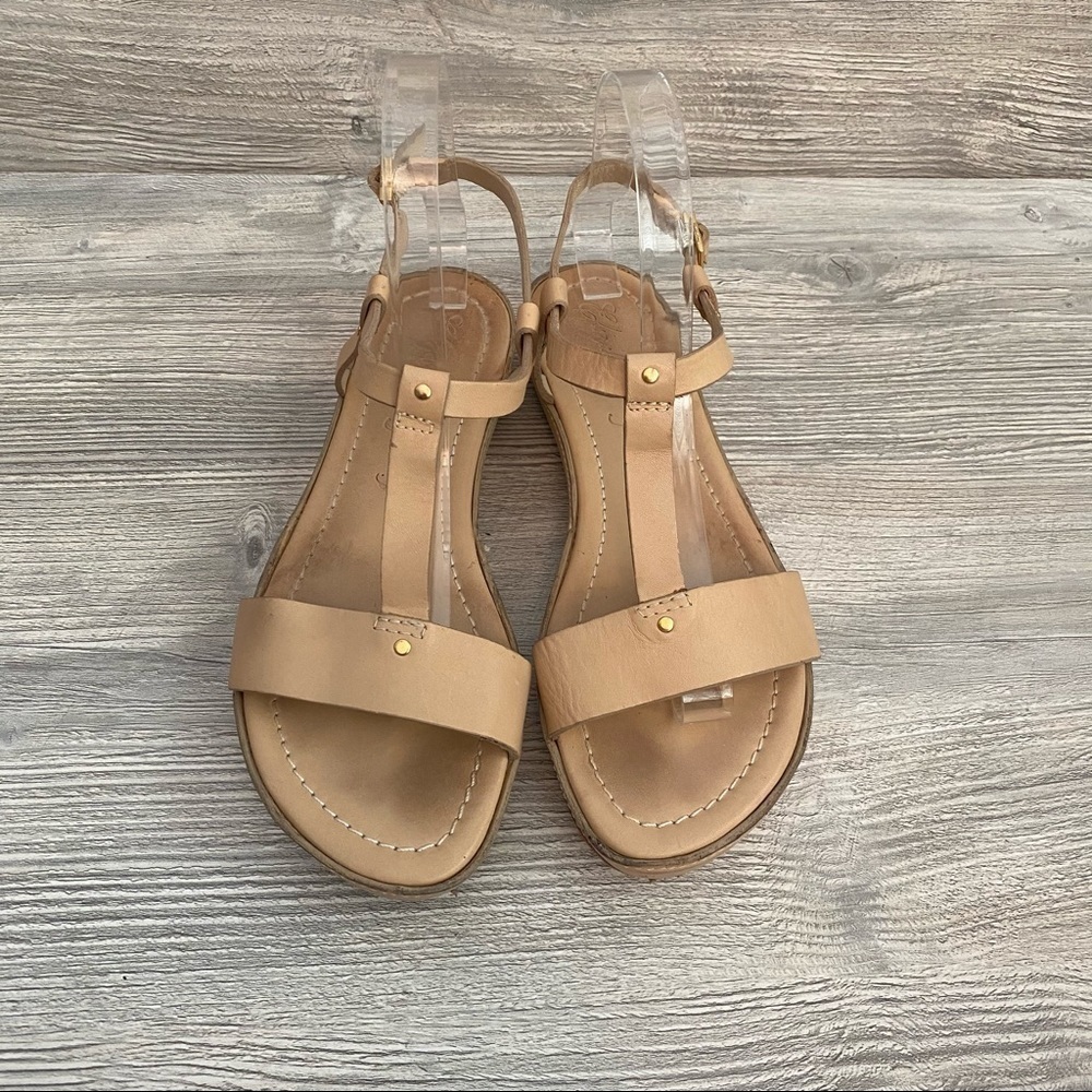 Elizabeth and James Cree leather blush taupe sandals size 8 t strap - Picture 6 of 11